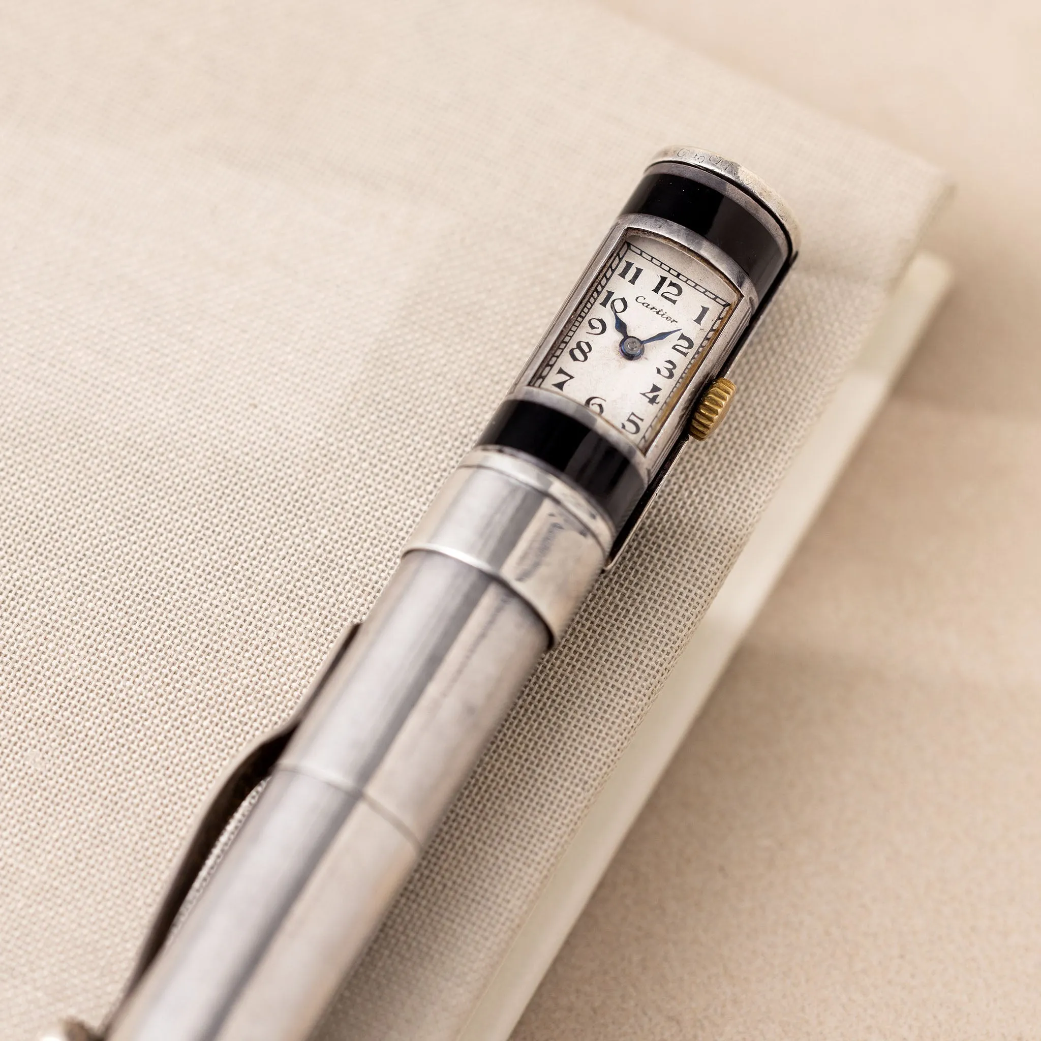 Cartier Art Deco Pencil Watch with Concealed Lighter Sterling Silver