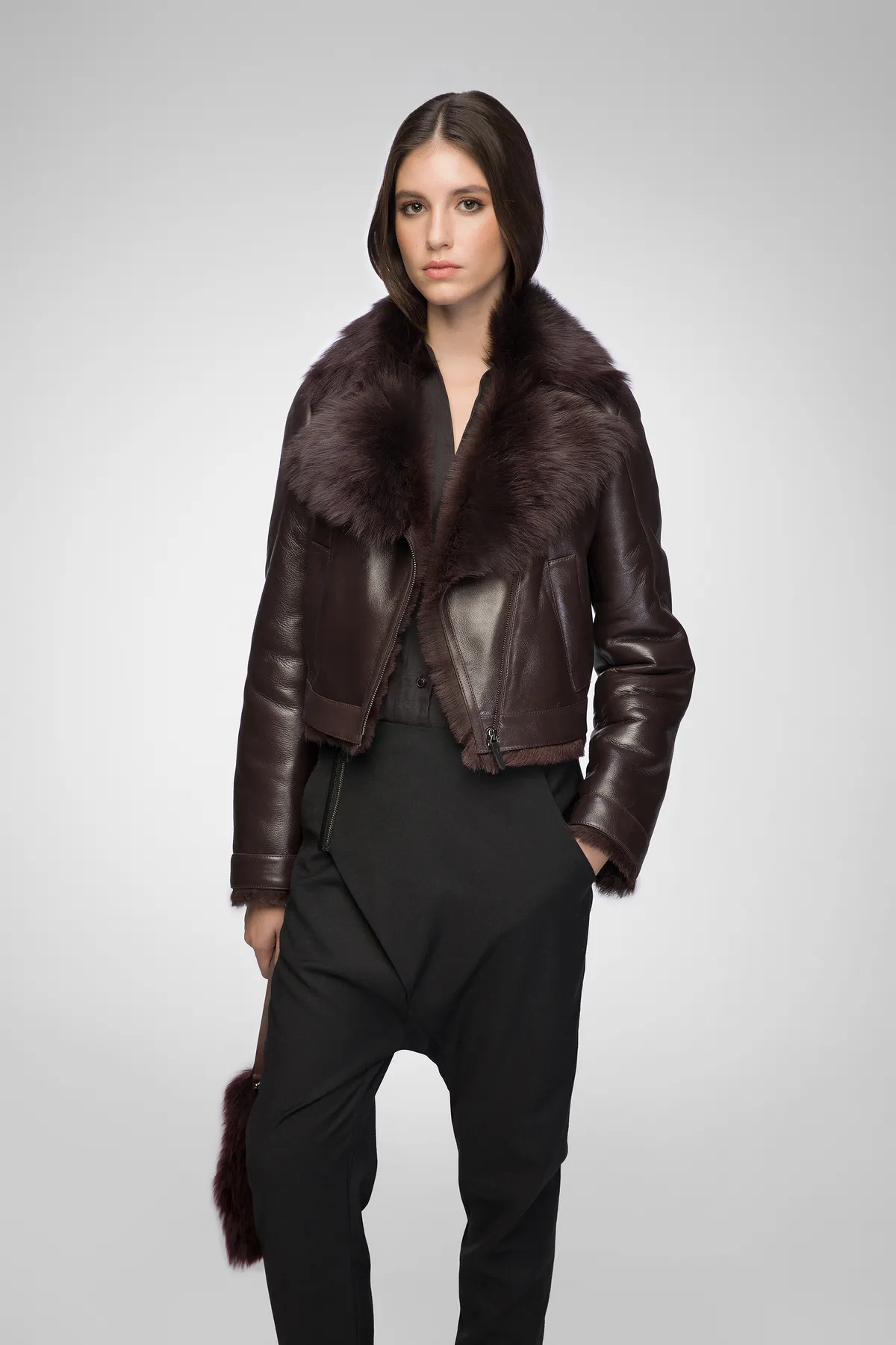 Cécile - Bordeaux Shearling Jacket