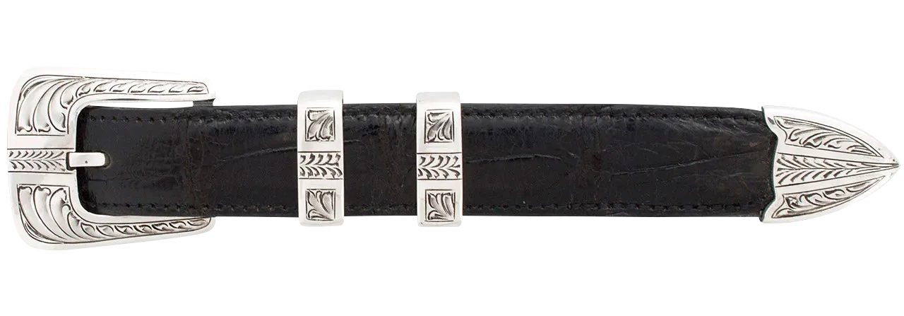 Chacon Arrow Feathered Engraved 1" Buckle Set