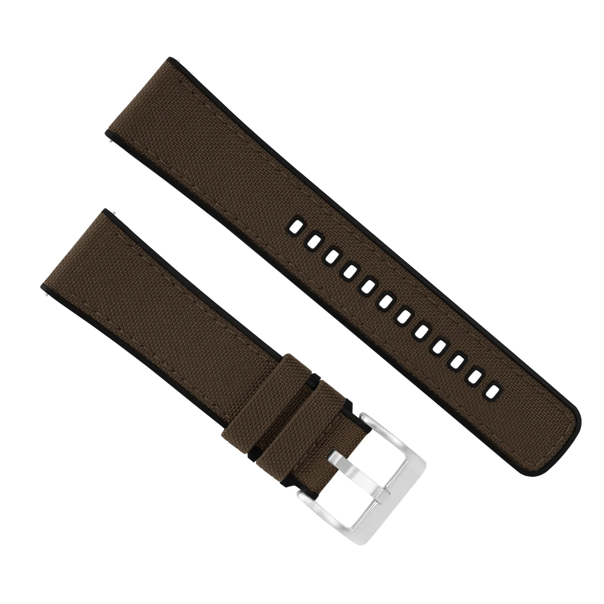 Chocolate Brown Cordura Fabric And Silicone Hybrid Watch Band