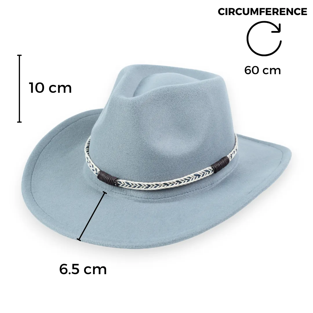 Chokore Cowboy Hat with Braided Thread Belt (Light Gray)