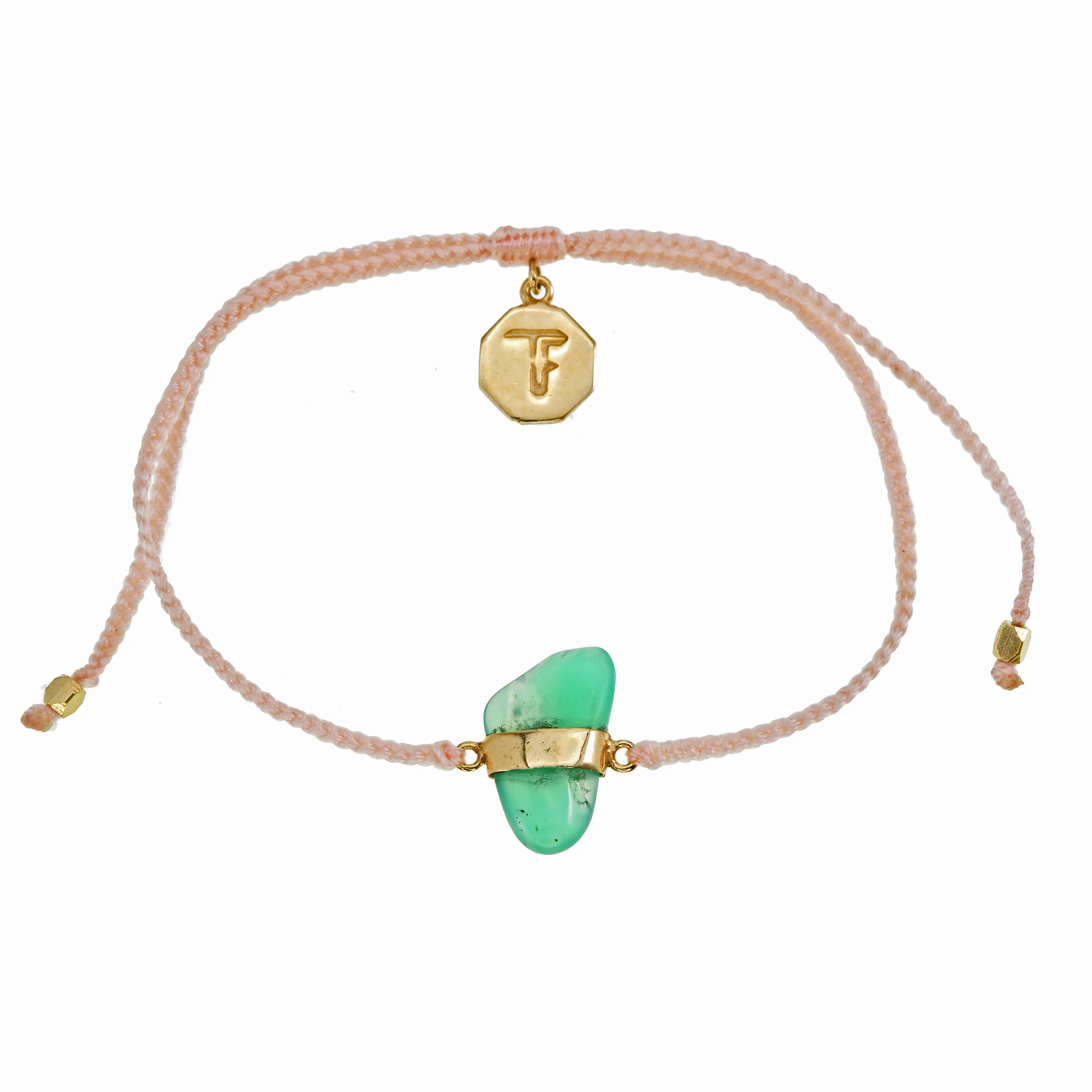 CHRYSOPRASE CRYSTAL BRACELET - PALE PINK - GOLD