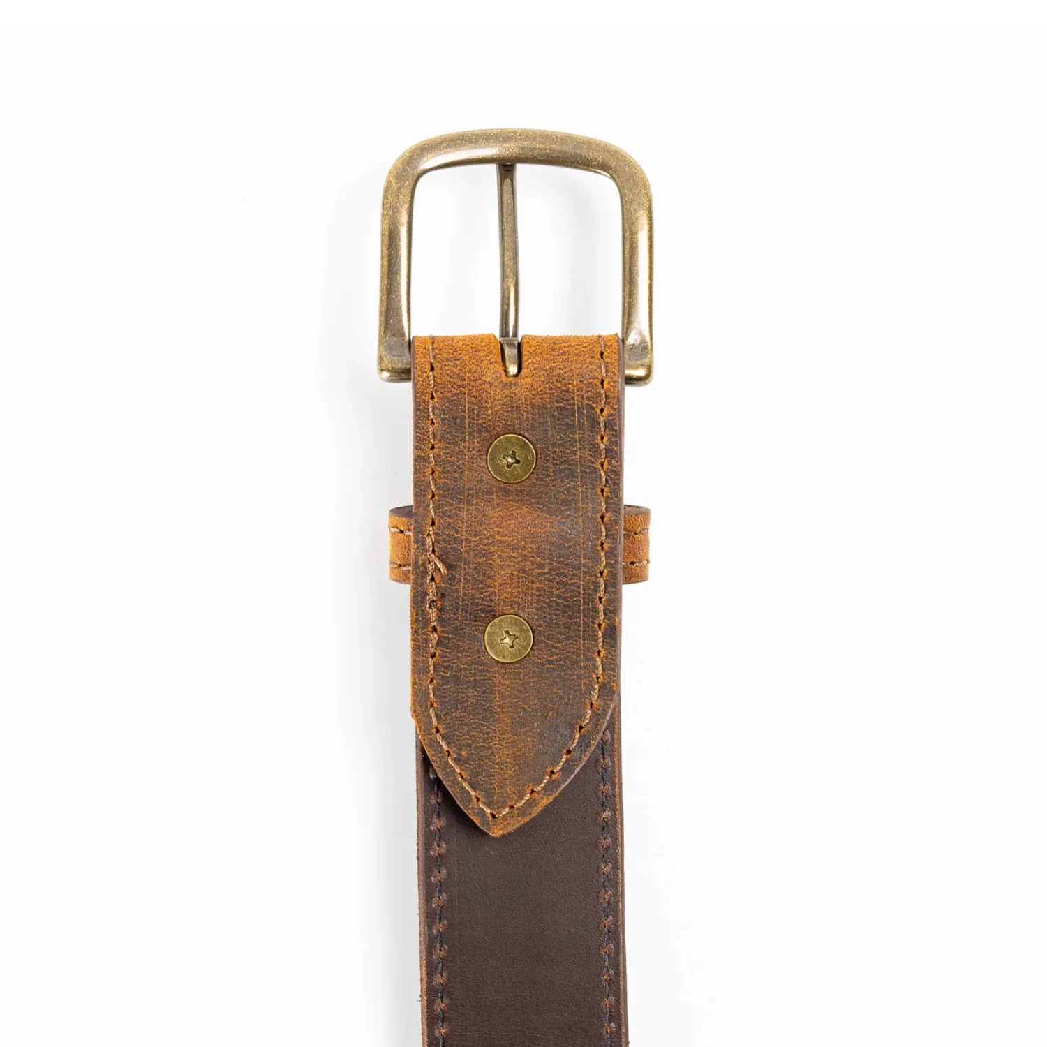 Cognac Teton Stag Leather Belt