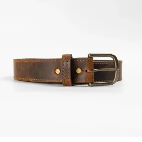 Cognac Teton Stag Leather Belt