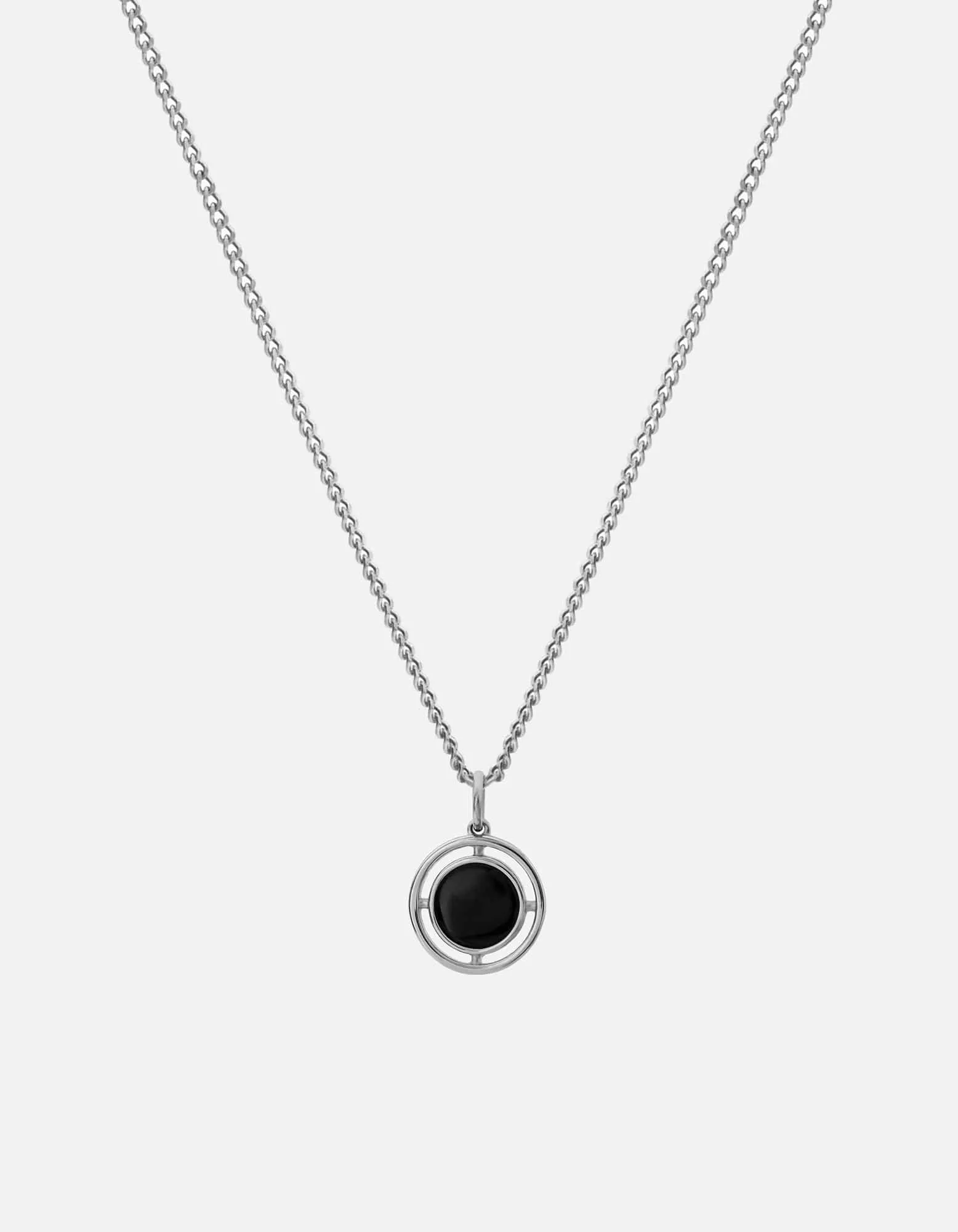 Compass Onyx Necklace, Sterling Silver