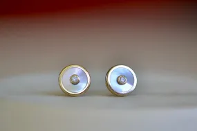 Compass Stud Earrings in Mother of Pearl