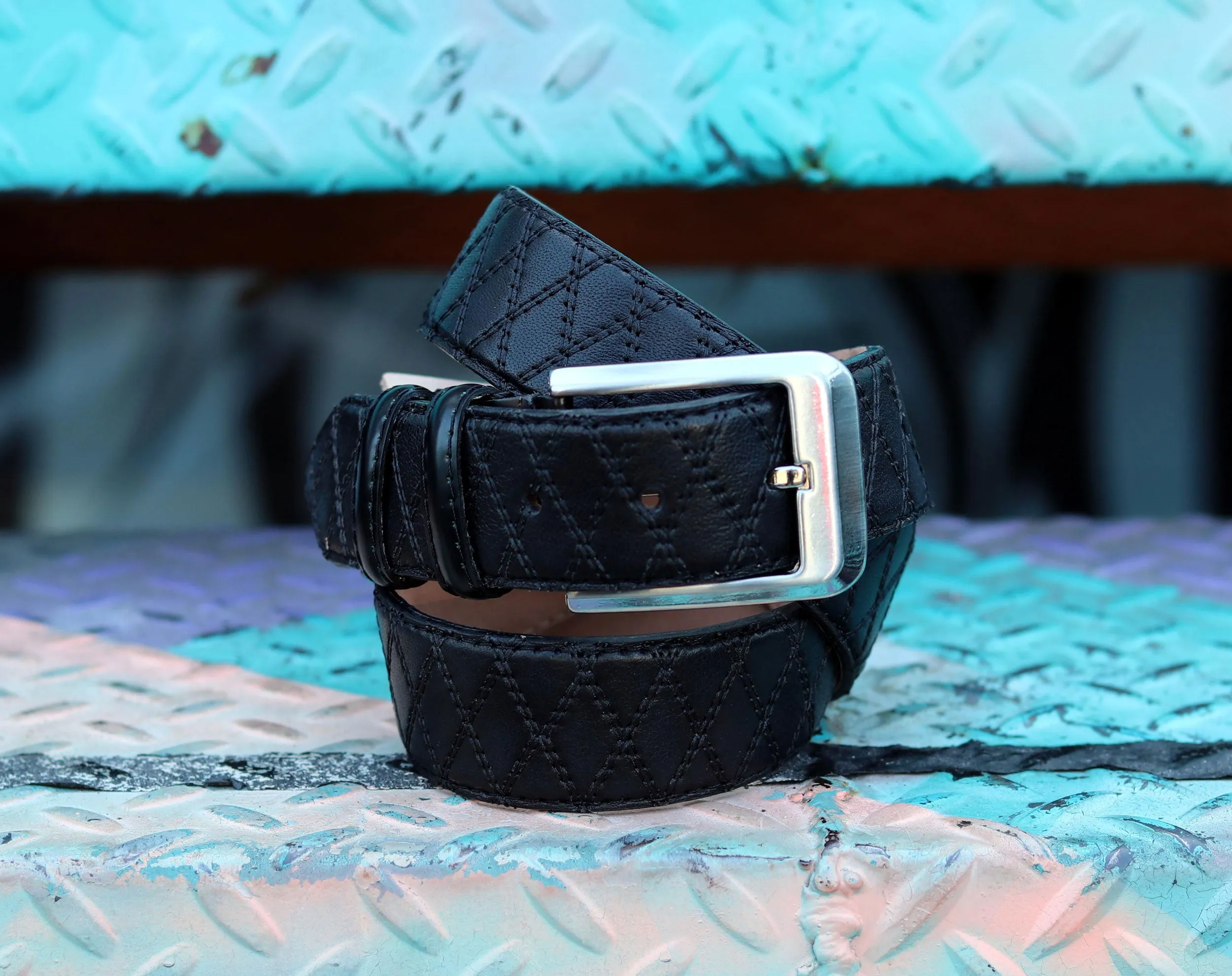 Corrente Quilted Calfskin Belt Black