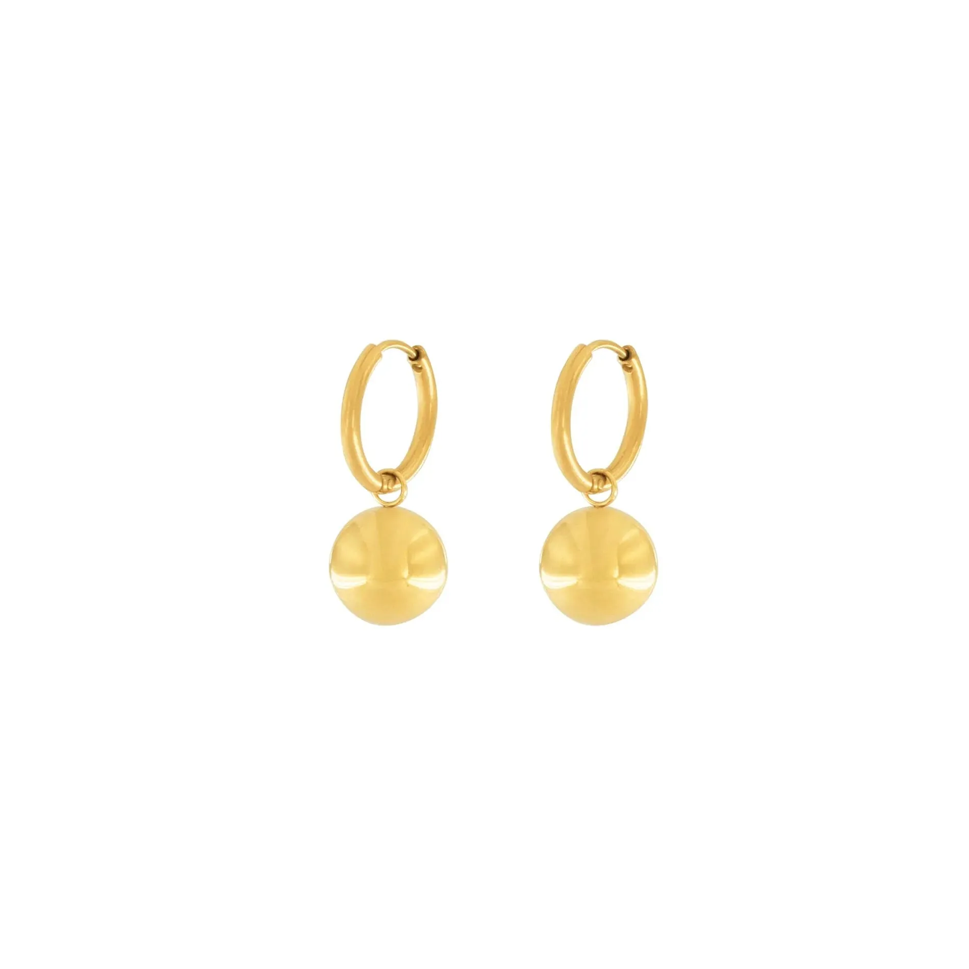 Courage Waterproof Mega Ball Hoop Earring 18K Gold Plating