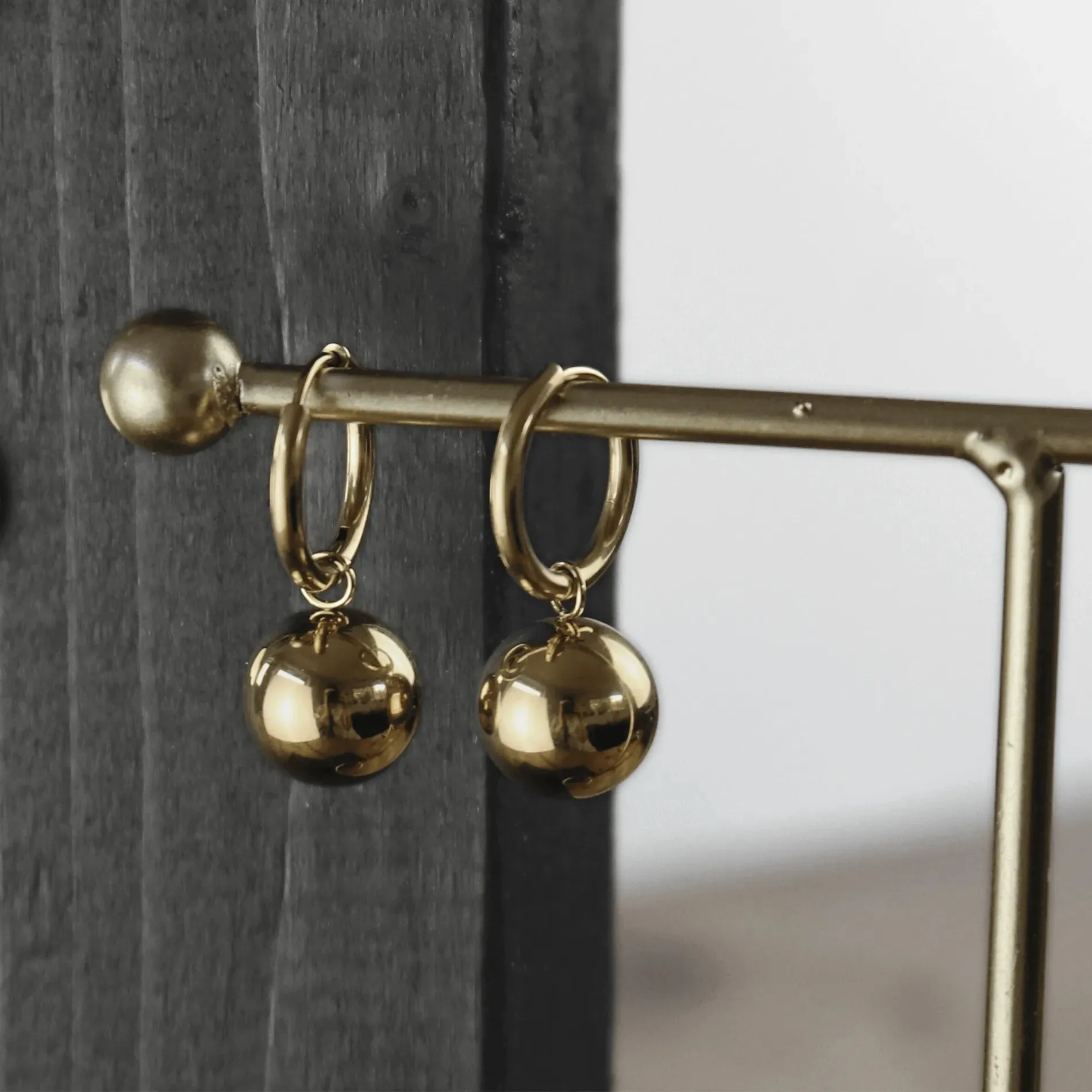 Courage Waterproof Mega Ball Hoop Earring 18K Gold Plating