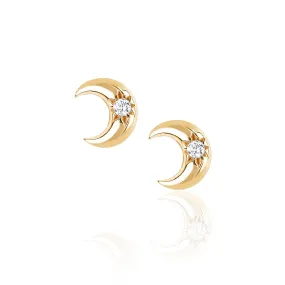 Crescent Stud with Star Set Diamond