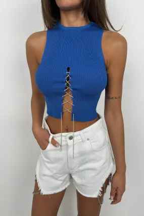 Crop Top With Stone Chain Detail