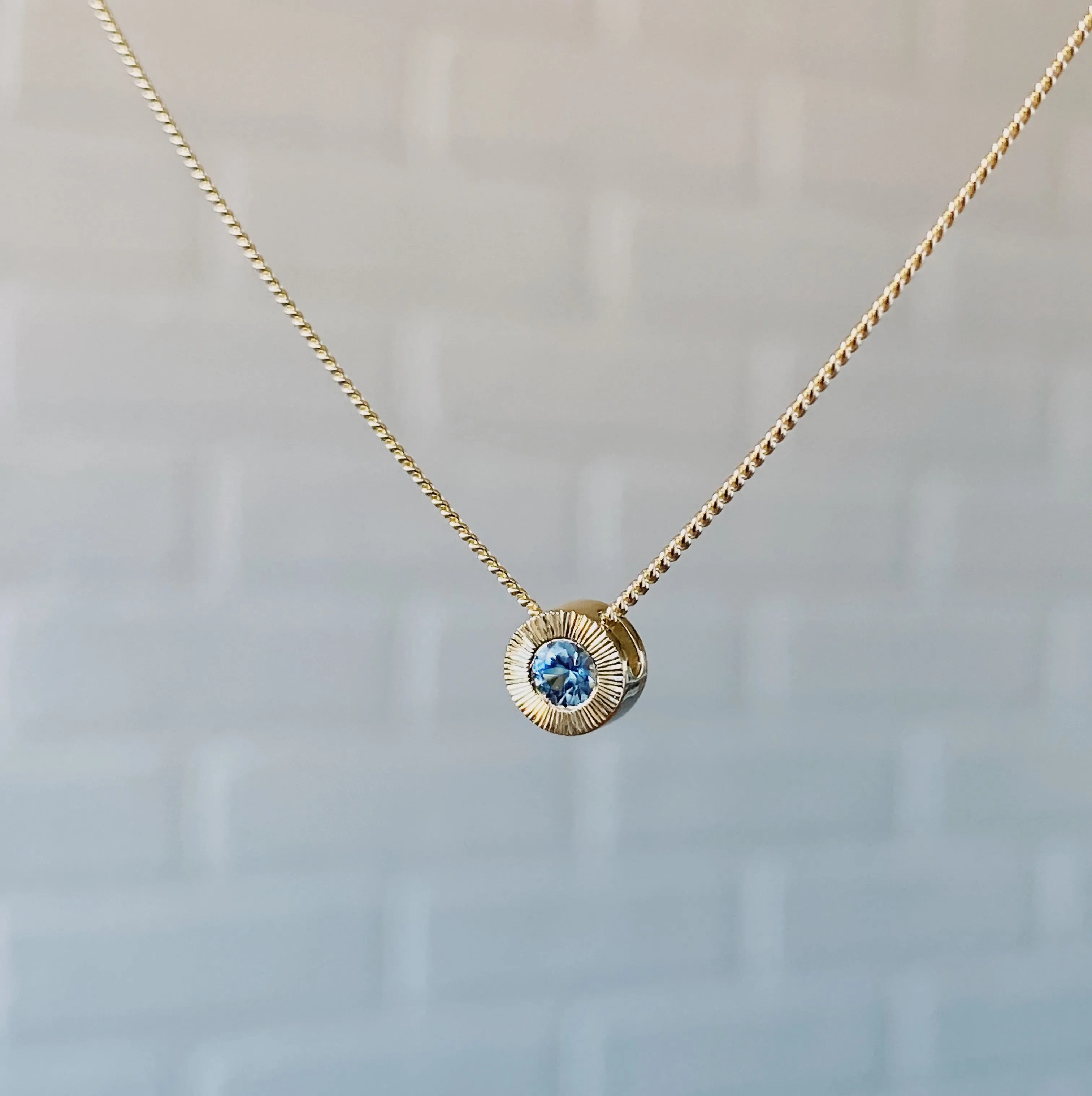 Denim Blue Sapphire Small Aurora Necklace in Yellow Gold