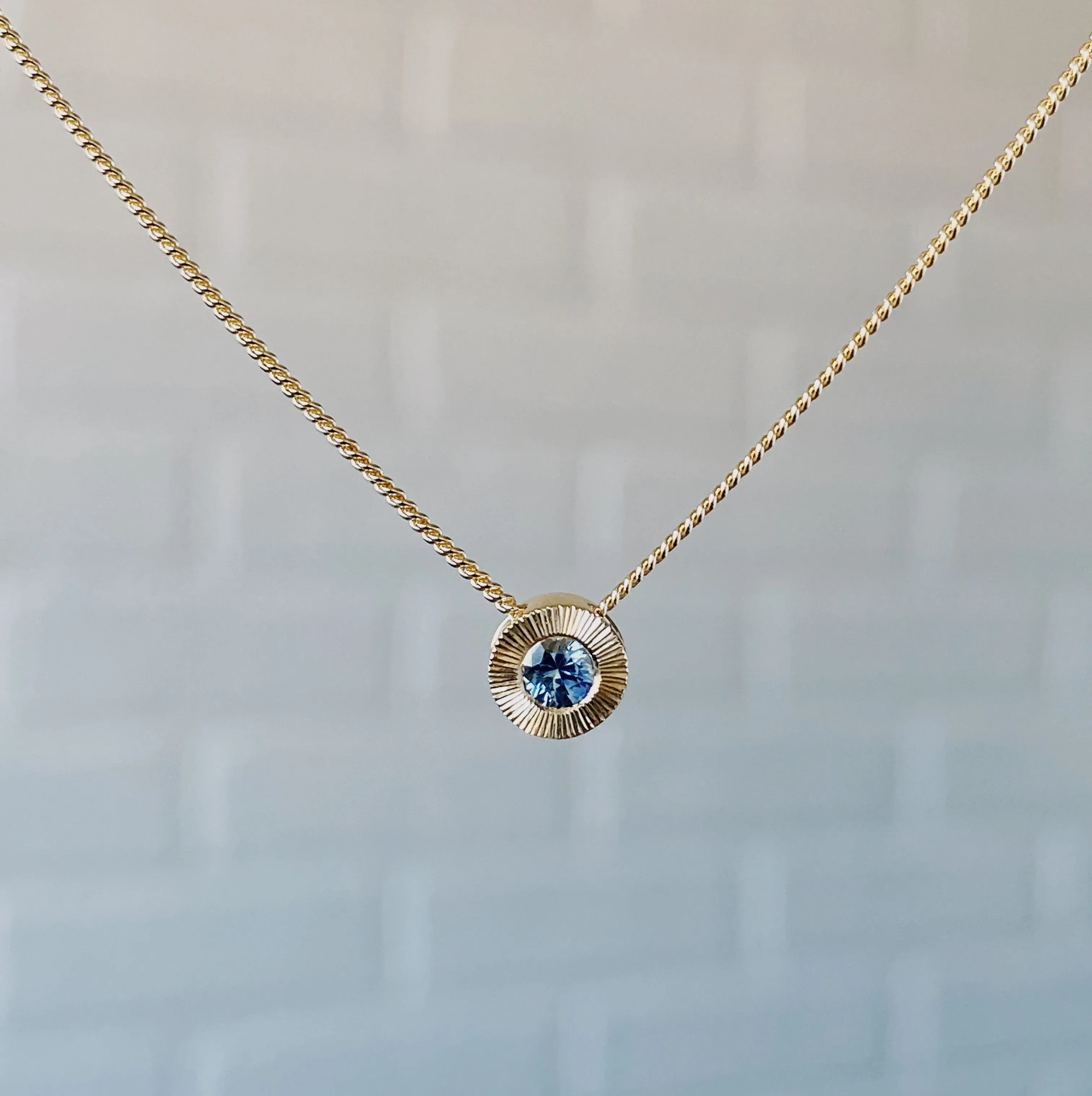 Denim Blue Sapphire Small Aurora Necklace in Yellow Gold