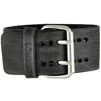 Distressed Black Leather Cuff FBNK