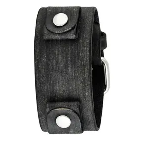 Distressed Black Leather Cuff FBNK