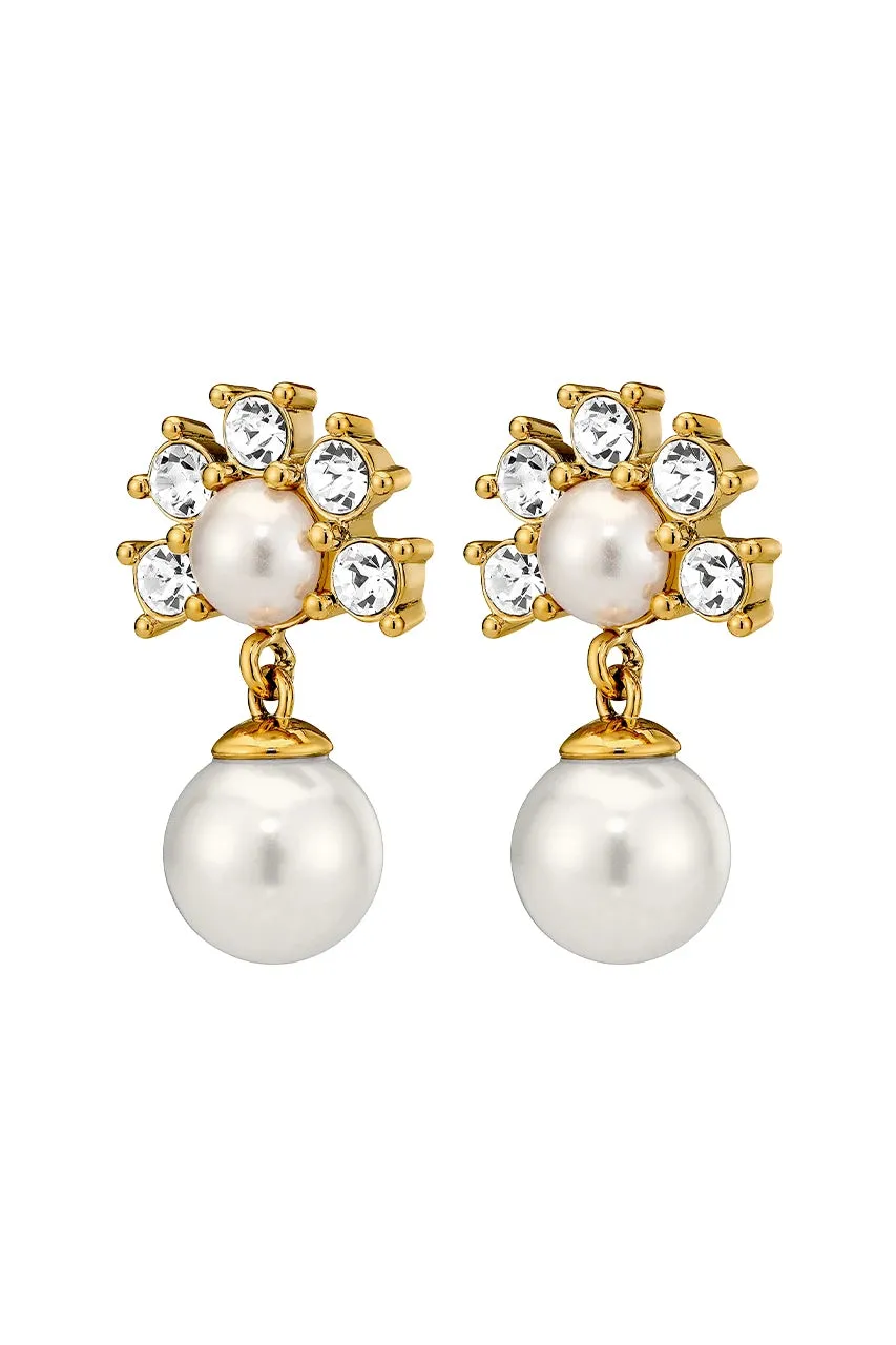 Dyrberg/Kern Veronica Earrings in White Pearl & Gold