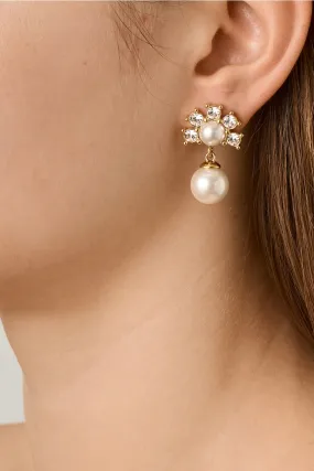 Dyrberg/Kern Veronica Earrings in White Pearl & Gold