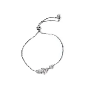 Eastar Triple Crystal Silver Heart Bracelet