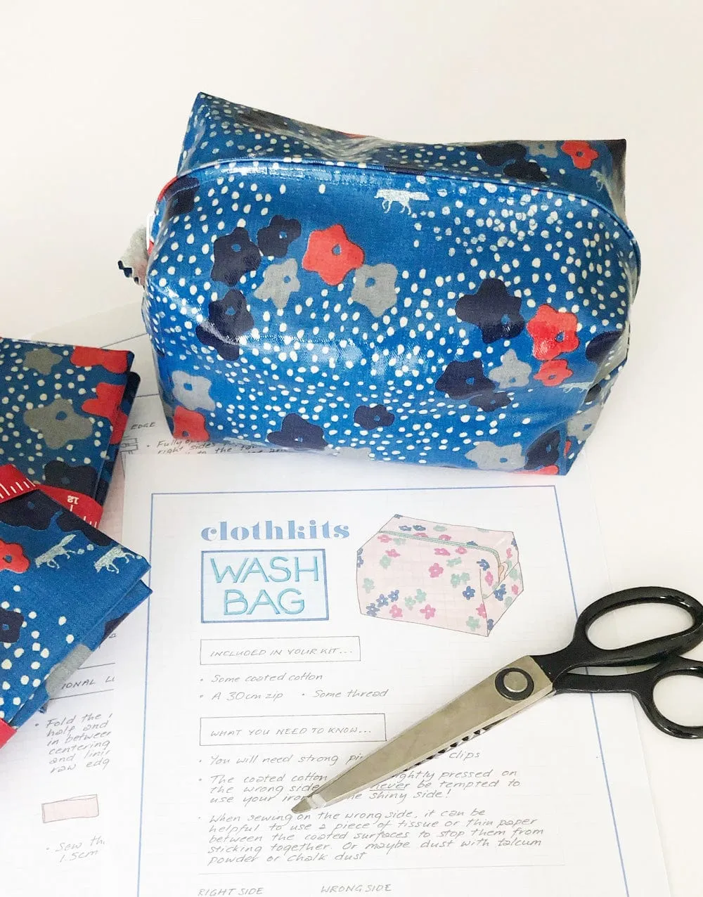 Echino Wash Bag Sewing Kit, Blue or Pink