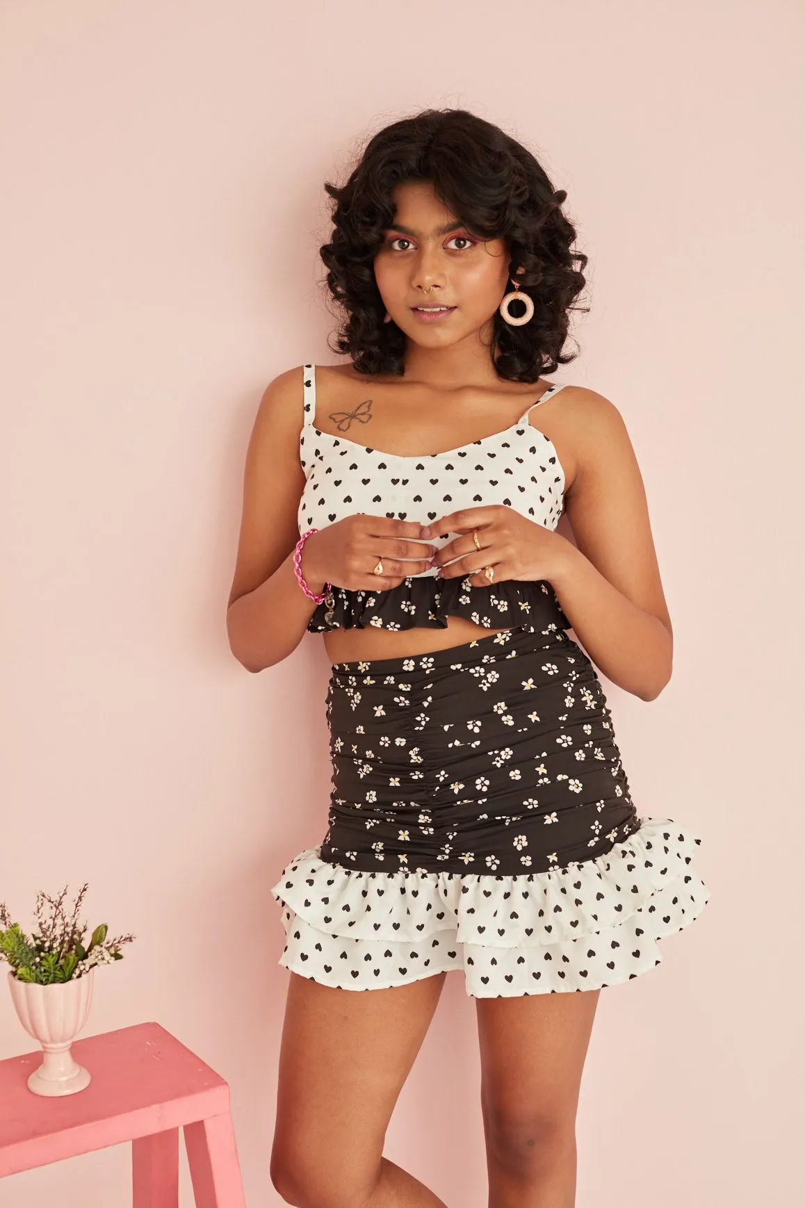 Effie Heart Print Crop Top