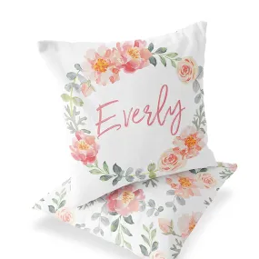 Ella's Floral Wreath Personalized Accent Pillow