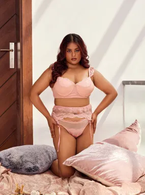 Evelyn Peach and Pink Full Cup Lacey Bra