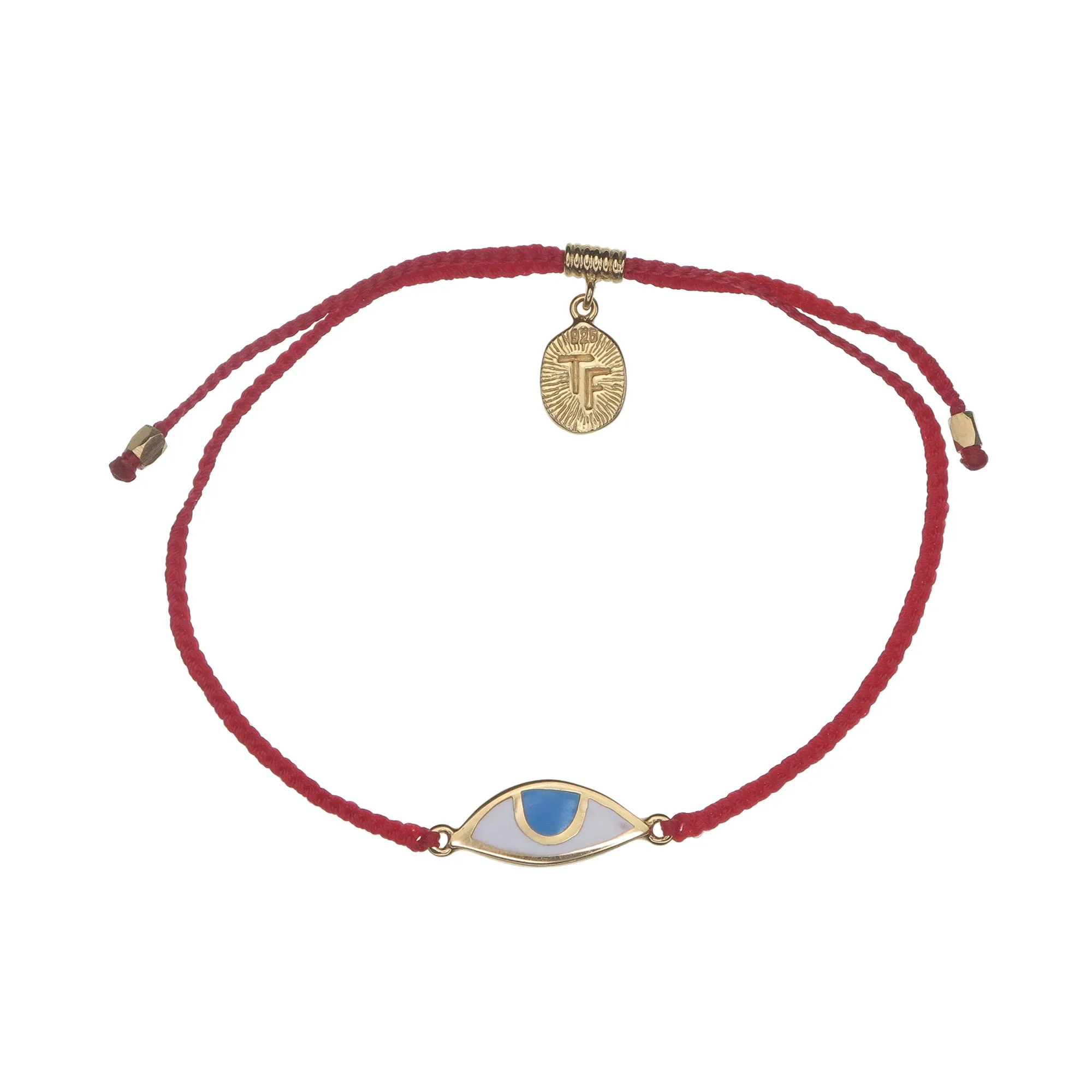 EYE PROTECTION BRACELET - RED WITH SKY BLUE EYE - GOLD