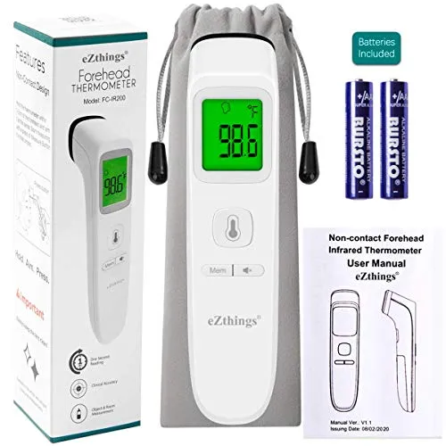 eZthings Forehead Thermometer Medical Non Touch Infrared with Fever Alarm