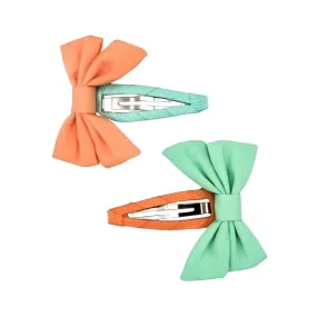 Fable Bow Clips set of 2 - Jade Melon