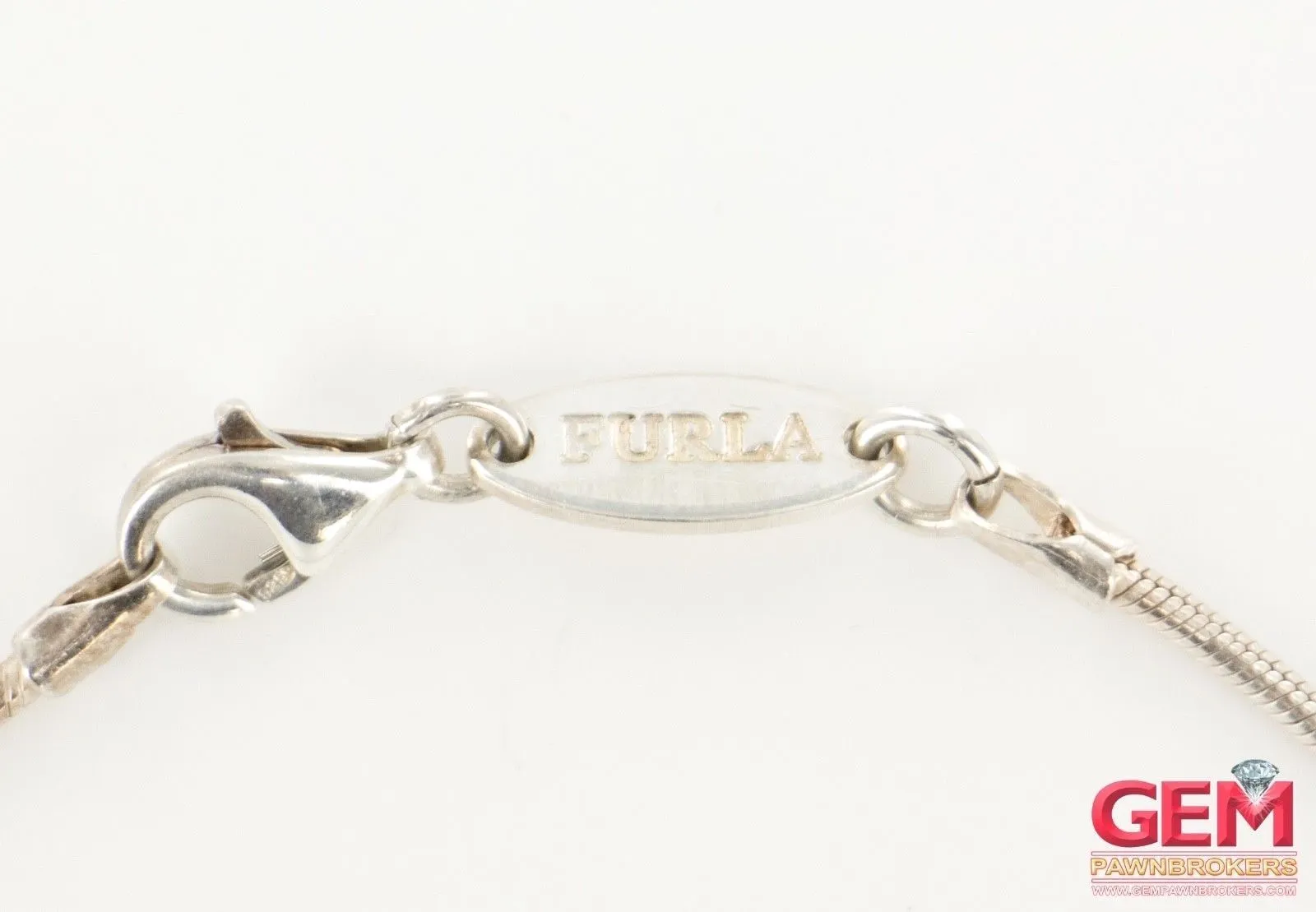 Furla 925 Sterling Silver Station Pink Rhinestone Bracelet