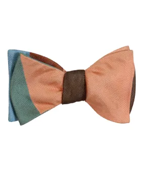 Gene Meyer Bow Tie Pink Brown Blue - Self Tie Bow Tie