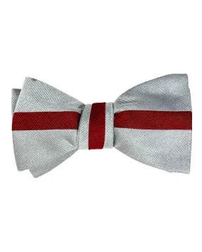 Gene Meyer Silk Bow Tie Gray-Silver Bordeaux Stripe Design - Self Tie SALE