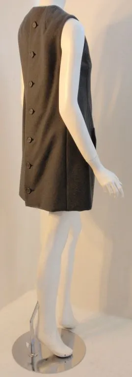 GEOFFREY BEENE 1960s Gray Wool Sleeveless Dress