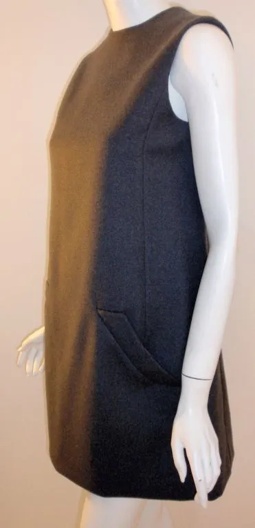 GEOFFREY BEENE 1960s Gray Wool Sleeveless Dress