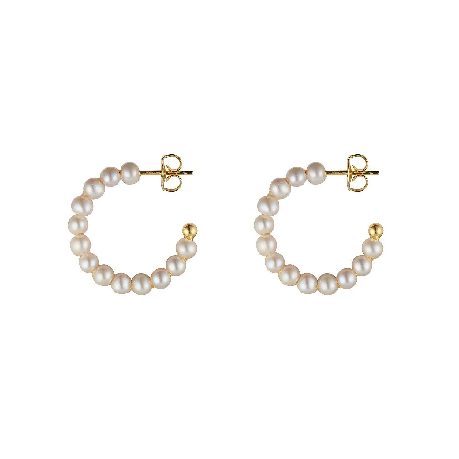 Gold Plated Pearl Stud Hoop Earrings