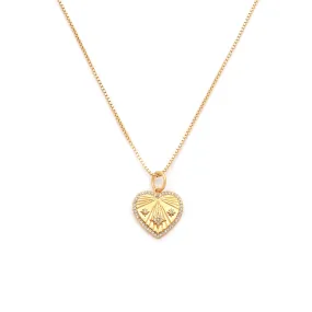 Heart-Ray Necklace | Gold & CZ