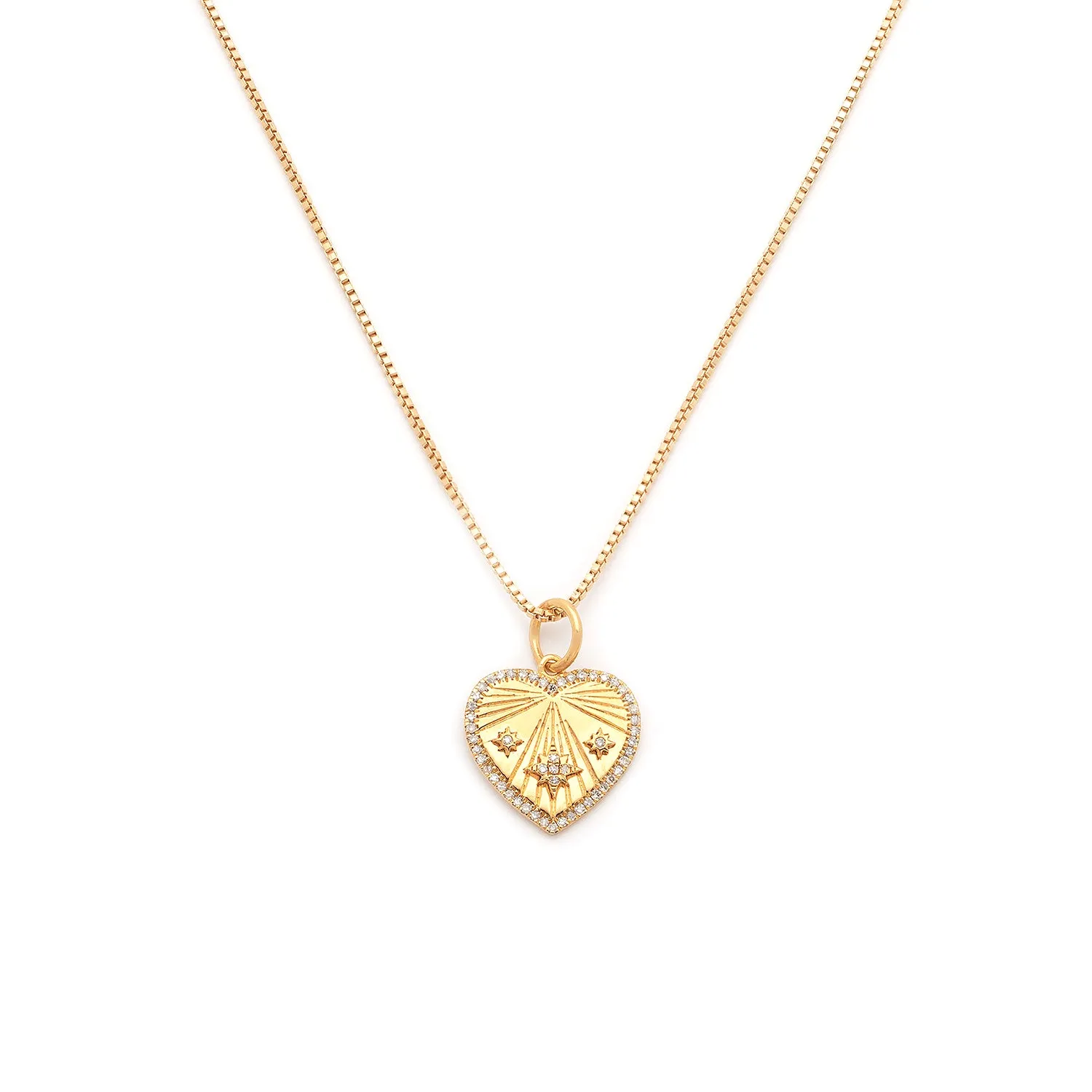 Heart-Ray Necklace | Gold & CZ