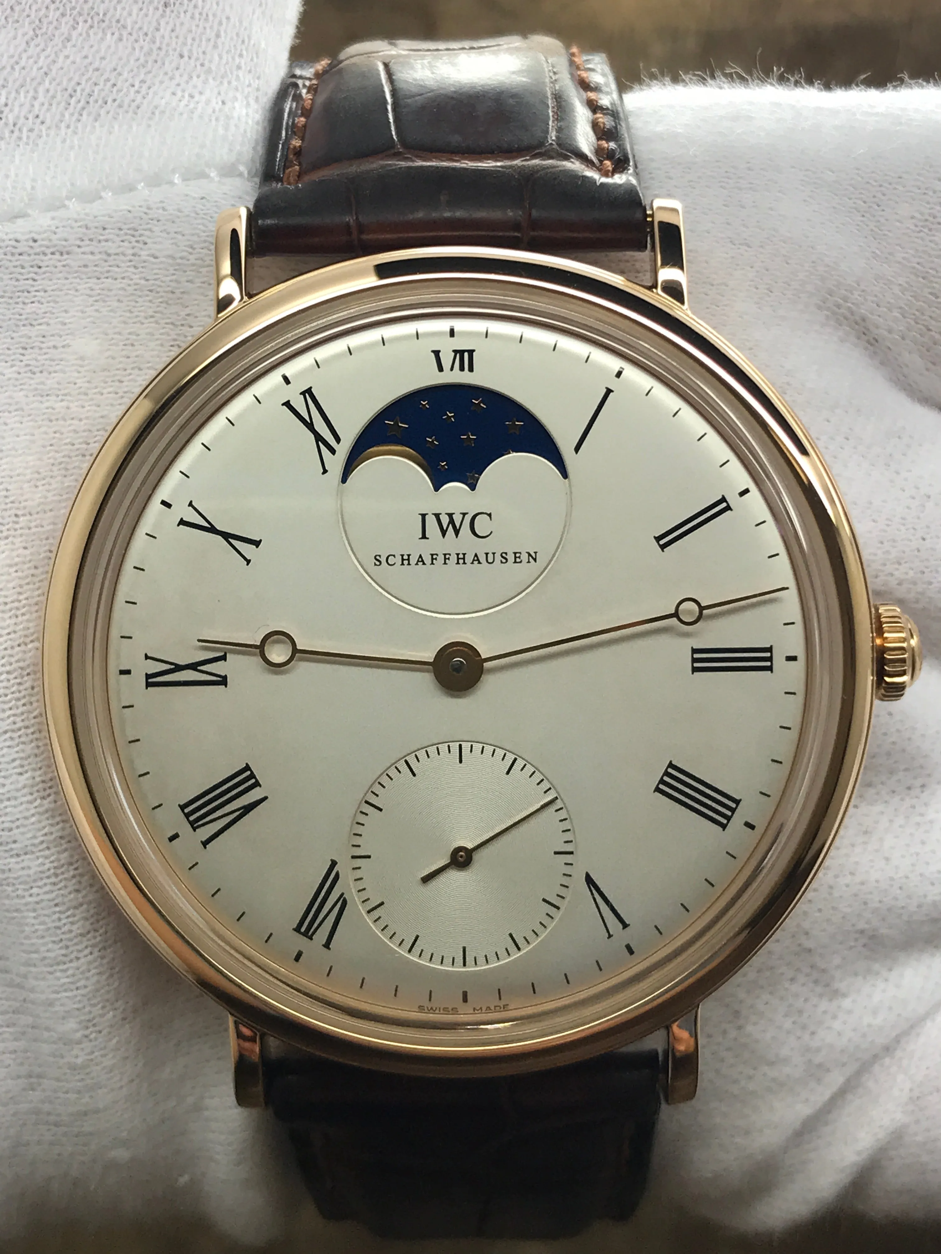 IWC Portofino 'Vintage' Collection 5448 Silver Roman Dial Manual Wind Men's Watch