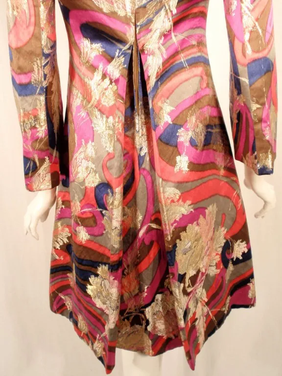 JAMES GALANOS 1960s for Amelia Grey Lurex Brocade Satin Dress