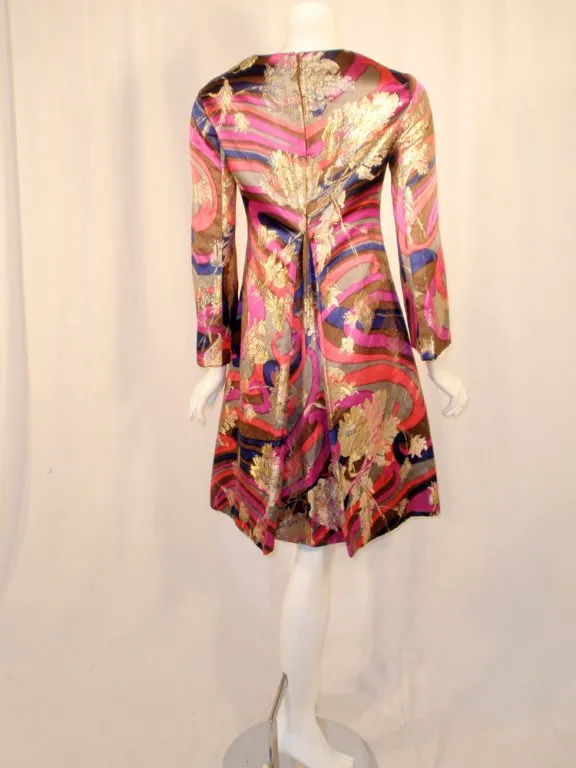 JAMES GALANOS 1960s for Amelia Grey Lurex Brocade Satin Dress