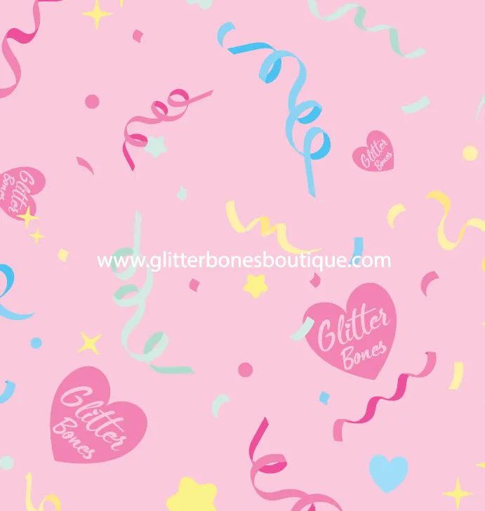 Kawaii Celebration Pink Confetti Scrunchie