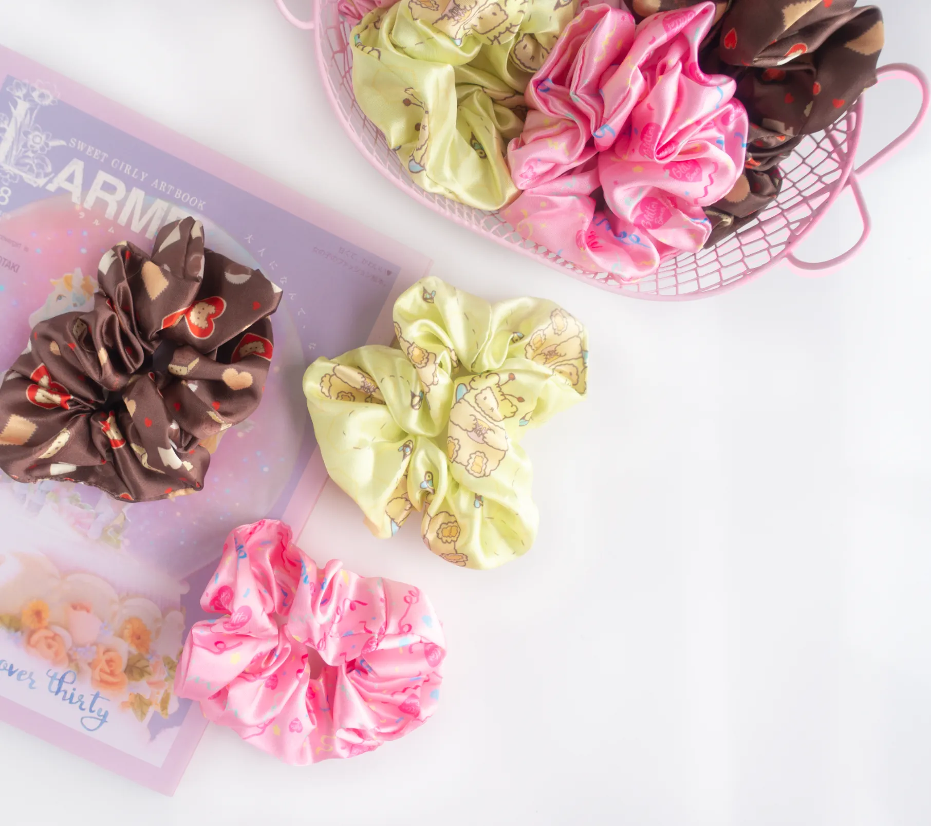 Kawaii Celebration Pink Confetti Scrunchie