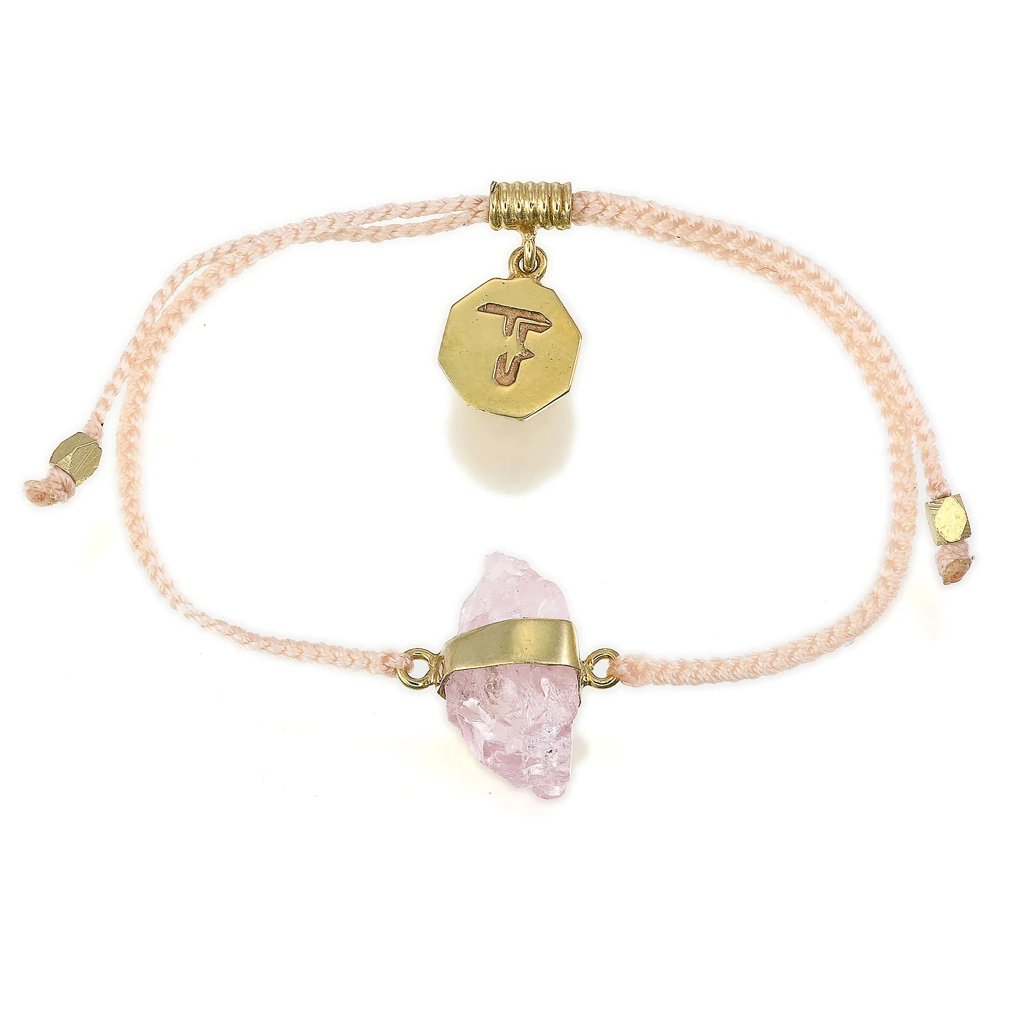 KIDS CRYSTAL BRACELET -PINK WITH ROSE QUARTZ - GOLD