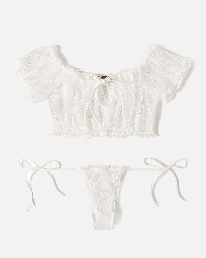 Lace See-through Ruffle Bra and Panty Set