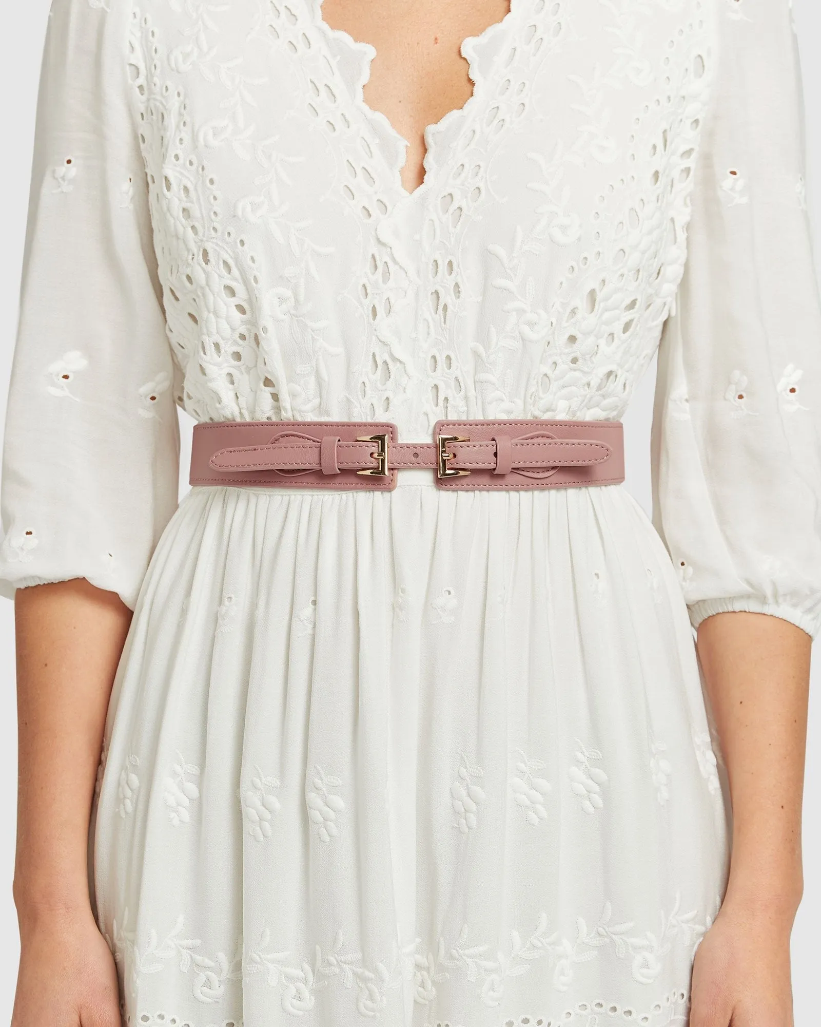 London Fog Leather Waist Belt - Blush