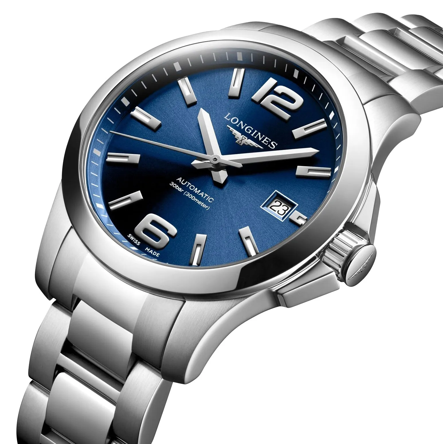 Longines Conquest Automatic Stainless Steel Blue Dial Date Divers Mens Watch L3.776.4.99.6