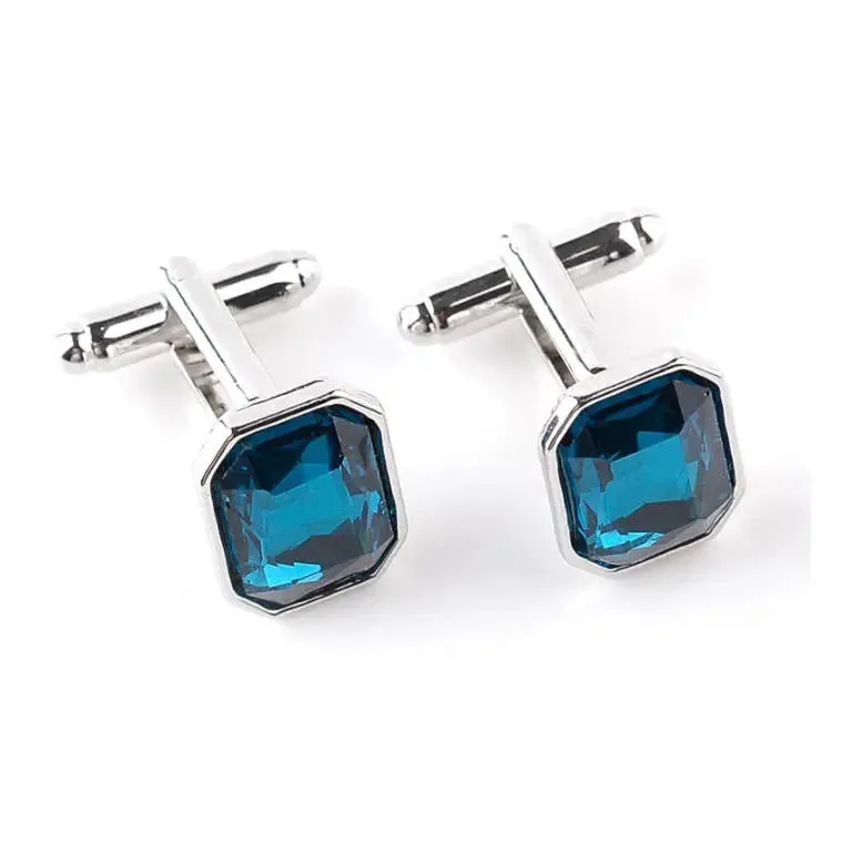 Luxury Men's Blue Crystal Cufflinks