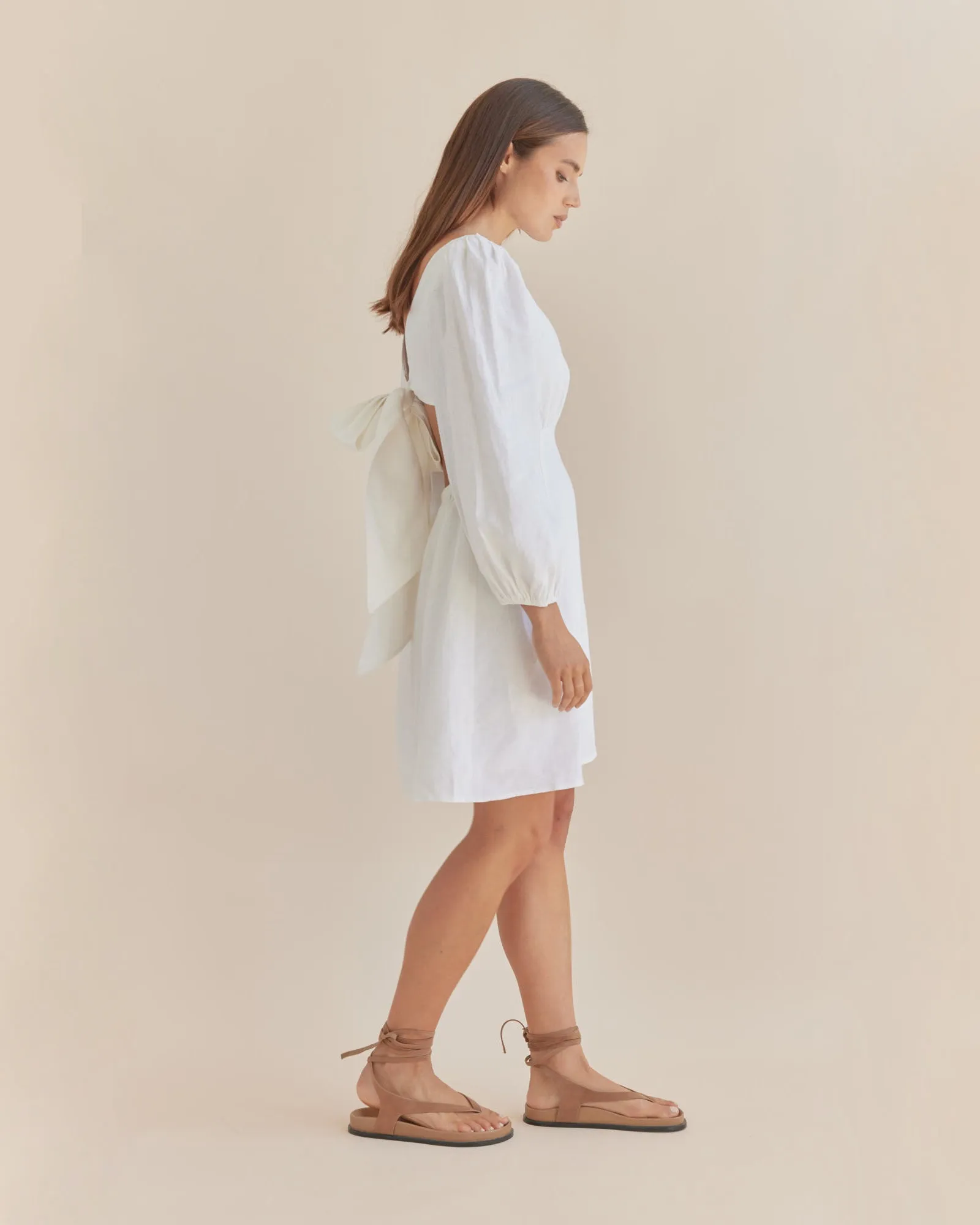 Malva Linen Mini Dress - White