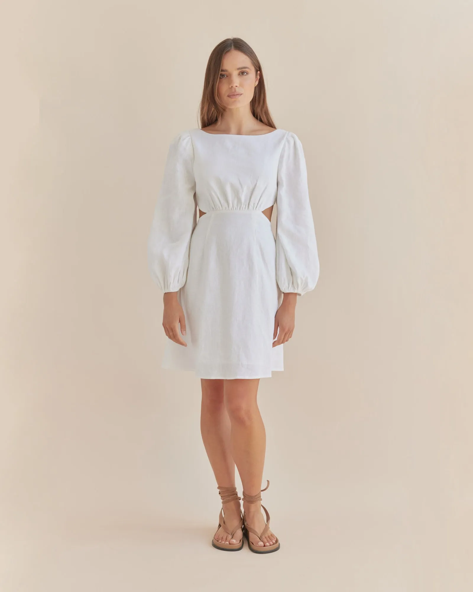 Malva Linen Mini Dress - White