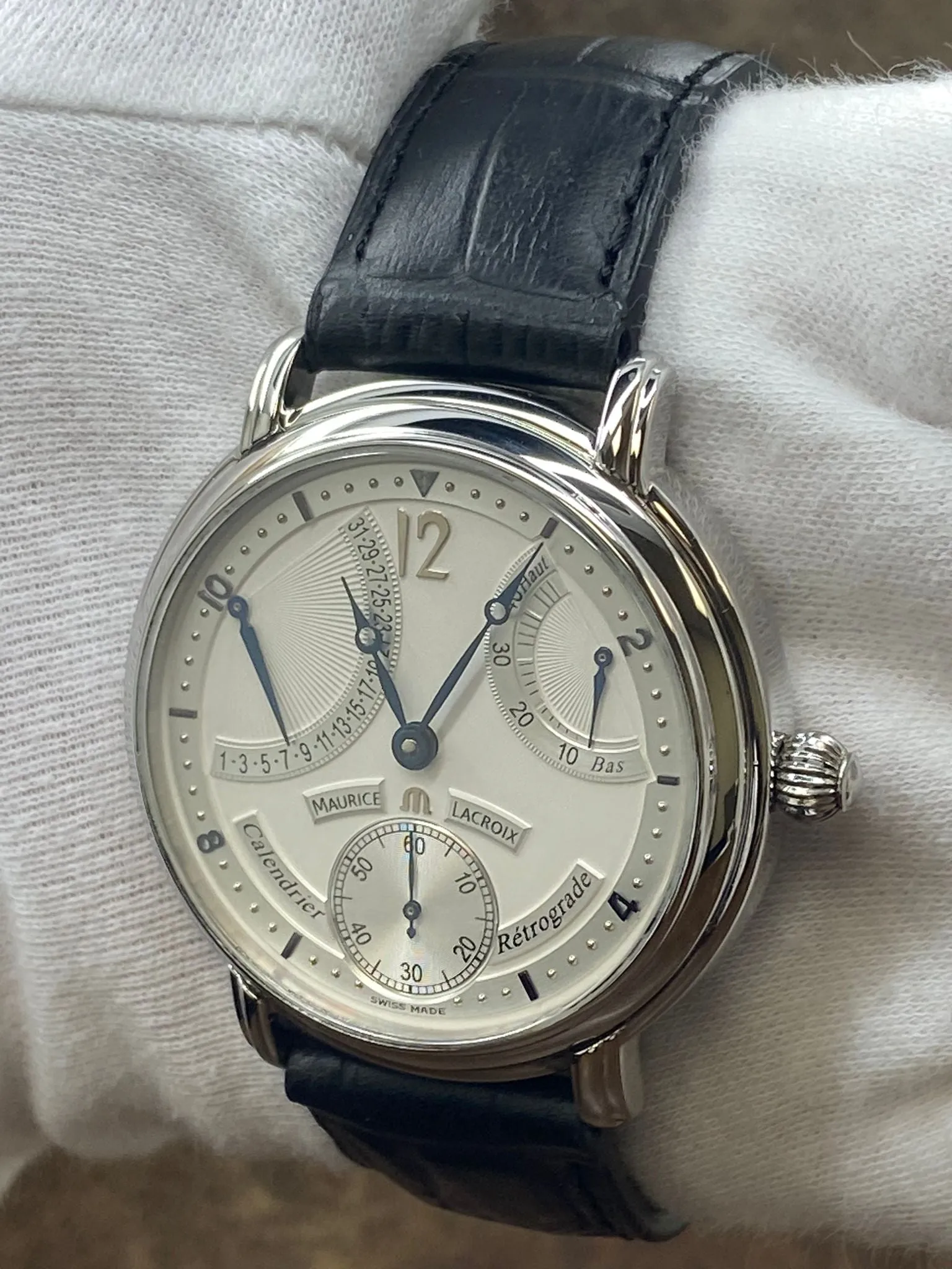 Maurice Lacroix Masterpiece Calendar Retrograde MP6198 Silver Dial Manual Wind Men's Watch